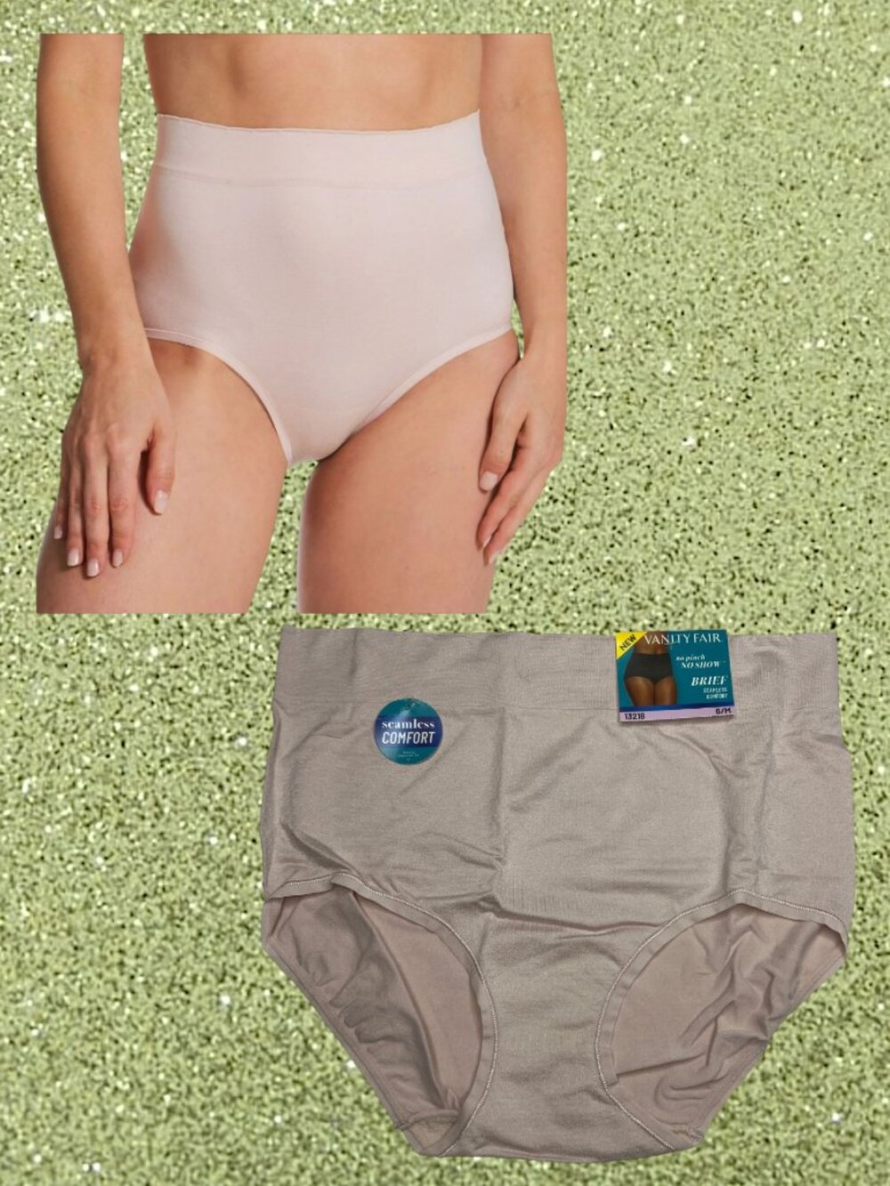 NWT Vanity Fair 13218 No Pinch No Show Seamless Womens Brief Panty Pink 6 / M